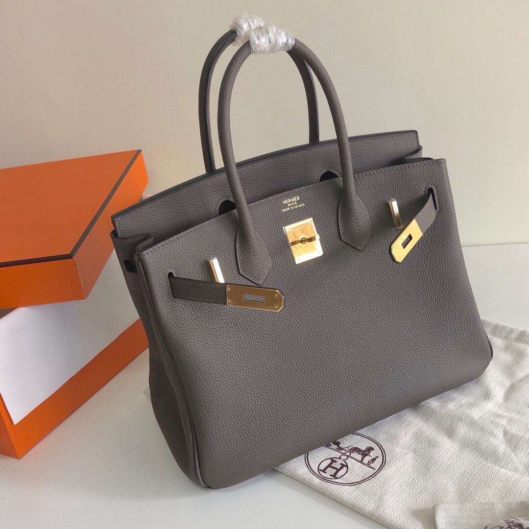 Hermes Birkin 35CM Togo Leather Handbag Dark Grey